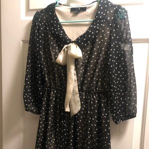 Forever 21 Black & Gold Polk-a-dot Dress